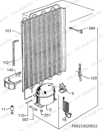 Взрыв-схема холодильника Zanussi ZRA433W - Схема узла Cooling system 017